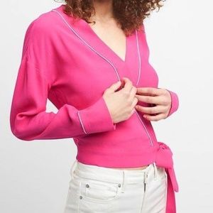 GAP Long Sleeve Wrap Top - Hot Pink